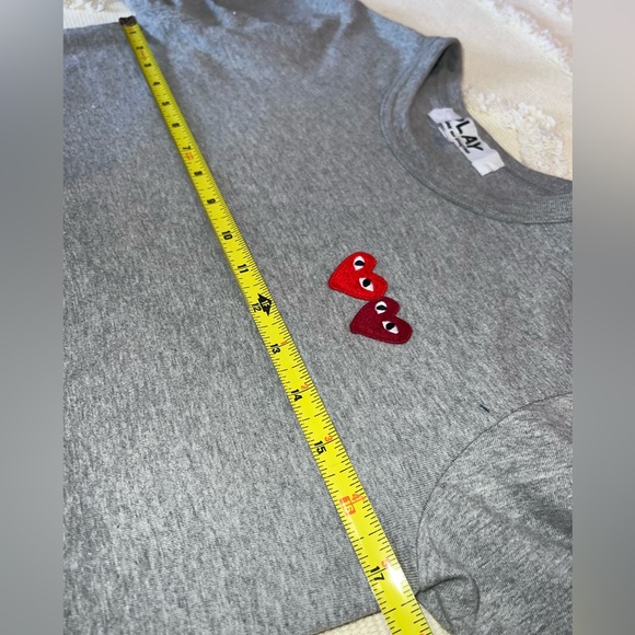 Comme des Garçons PLAY Twin Hearts Slim Fit Jersey T-Shirt in Grey RUNS SMALL - Picture 6 of 7